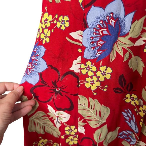 Vintage Horse Dress 100% Rayon Red Equestrian Mini Western Tropical Print Size L - Picture 10 of 10